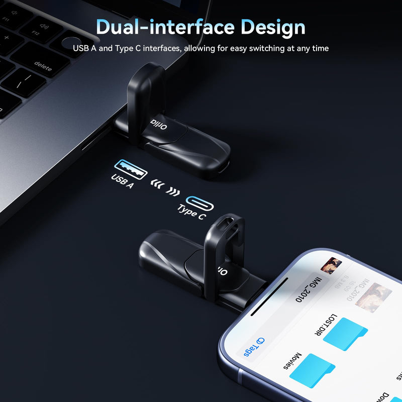 Orlian 128GB USB C Flash Drive USB 3.2 Gen 1 SSD Thumb Drive 450MB/s | Dual USB-C & USB-A, Solid State Storage, Metal Design, Compatible with iPhone 15/16/17, Android, Laptop & PC