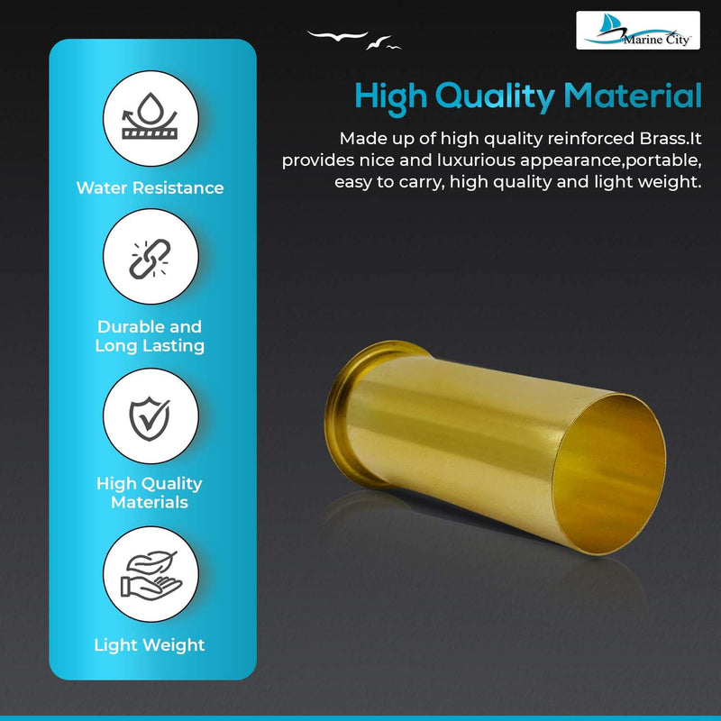 MARINE CITY Brass Drain Tube Corrosion Resistant Easy Functional and Smooth Design for Boat Water Marine Transom Motor Well Live Well Bait Well 3 Inches x 1-1/4 Inches