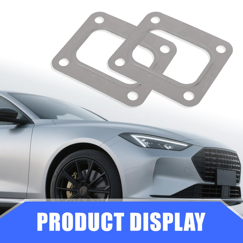 2pcs T4 Turbine Flange Gaskets, Silver Stainless Steel Turbo Turbine Inlet Gaskets for T4 T04E T66 T70 GT35 GT40 Turbochargers