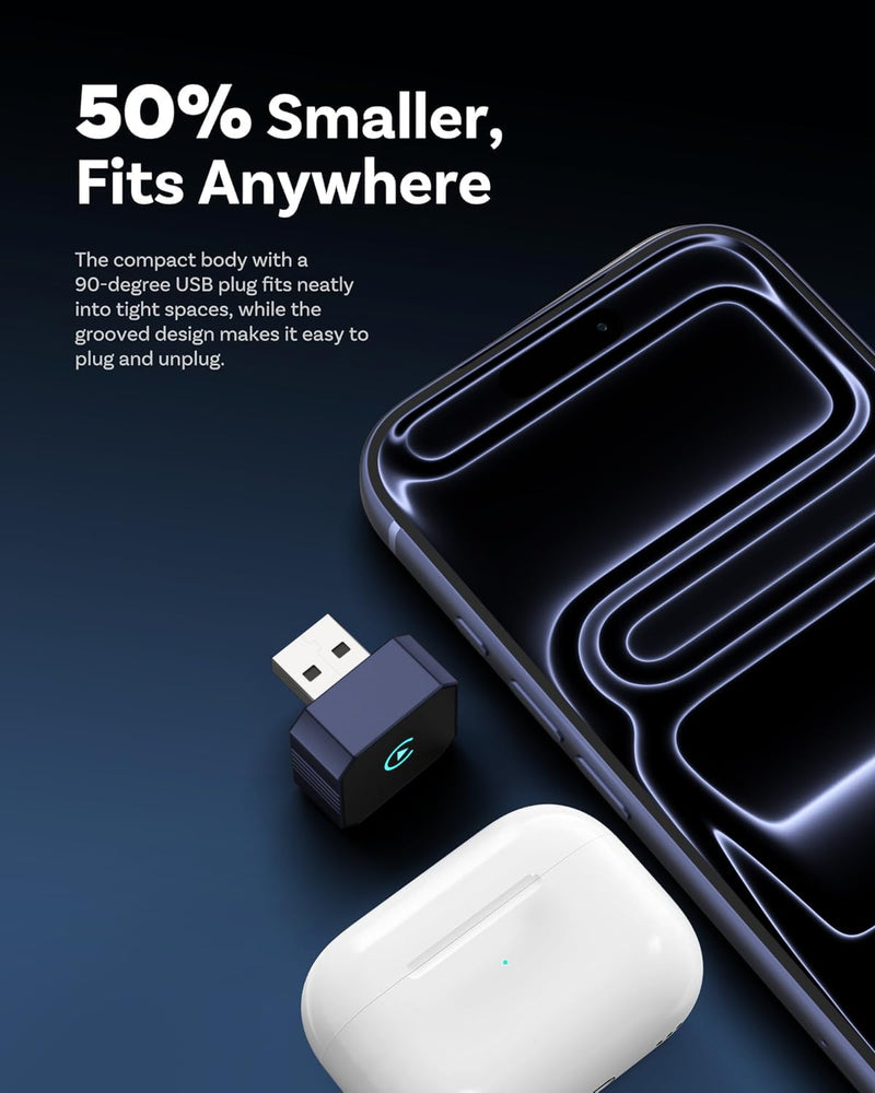Wireless CarPlay Adapter for iPhone＆Android, 2026 Upgraded Car Play Mini Wired to Wireless Adapter for CarPlay ＆Android Auto Plug and Play Stable Connection & No Latency for iPhone iOS 10+ Blue