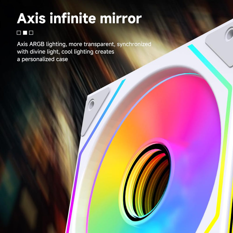 Prism4 Ultra 120mm ARGB PC Case Fans(White Forward_1 Pack) | Infinity Mirror| Daisy-Chain| 4 PIN PWM 1850RPM| ARGB Syn| Low noise| High Airflow & Pressure (58.36 CFM + 2.07 mm H2O) White