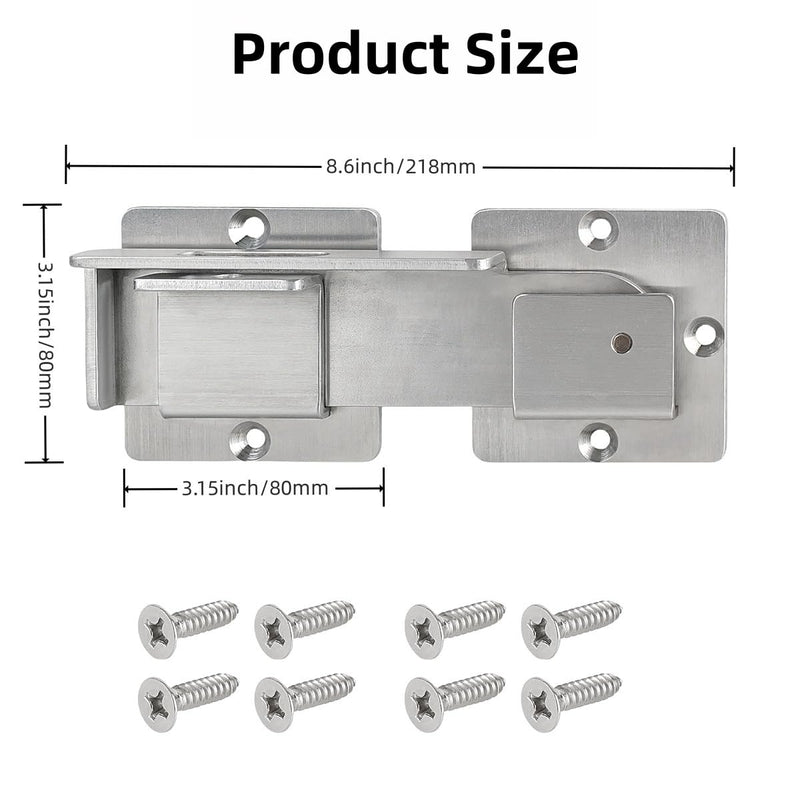 Flip Gate Latch with Padlock Hole,gate Latch for Fence, Heavy Duty Double gate Latch for Wooden Fence,Swing and Sliding Open Gate,Barn Door, Shed, Vinyl Fence, Yard Silver (1 Pcs)