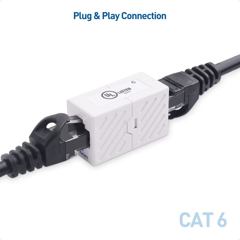 Cable Matters [UL Listed] 5-Pack 10Gbps Cat 6 Ethernet Coupler (RJ45 Coupler, Cat6 RJ45 Female to Female Adapter, Ethernet Extender Adapter) in White, Compatible with Cat6A, Cat5e