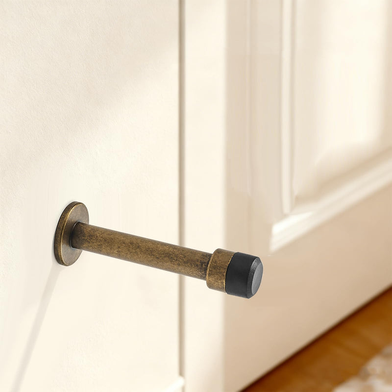 Khtumeware 3" Antique Brass Premium Door Stoppers,Metal Solid Rigid Door Stop 10 Pack, Sound Dampening Door Stop Bumper Wall Protetor