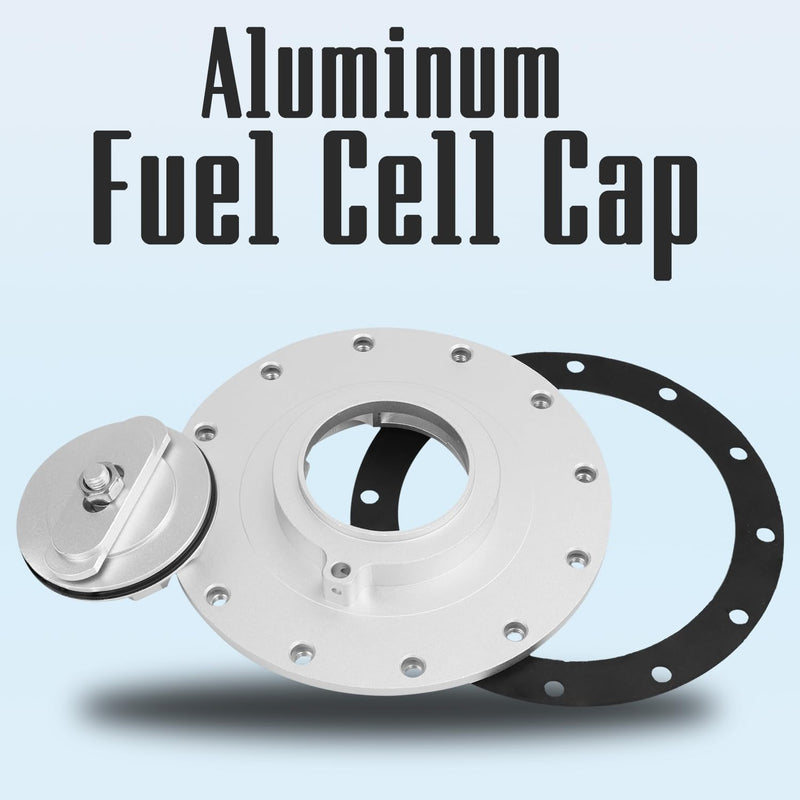 Billet Aluminum Easy Fill Fuel Cell Cap with 12 Hole Cell Bung and Rubber Gasket Sliver Silver