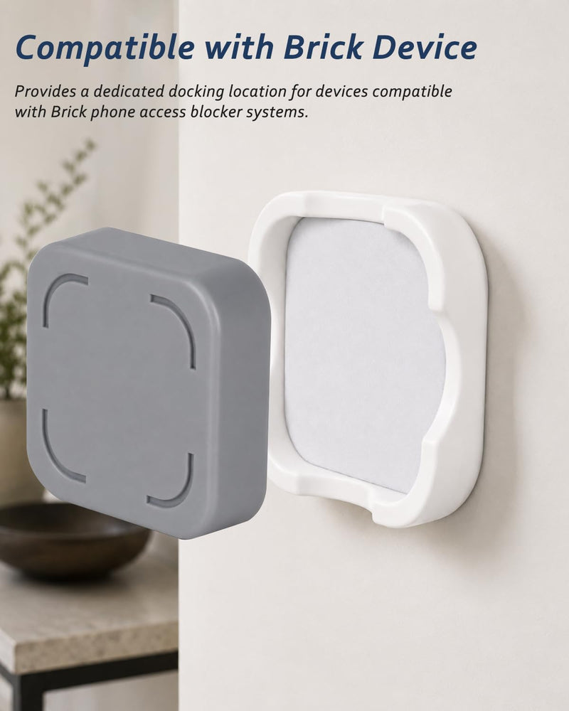 Tiga Phone Access Blocker Device Mount Compatible with Brick – Adhesive Wall & Desk Holder with Metal Plate, Dedicated Storage Mount for Daily Routine Organization