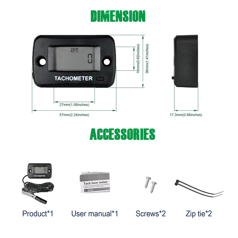  [AUSTRALIA] - Yooreal Digital Tachometer,RPM Gauge Meter with Clip for Push Lawn Mower Car Generator Compressor Chainsaw Snowmobile Motorcycle ATV Truck