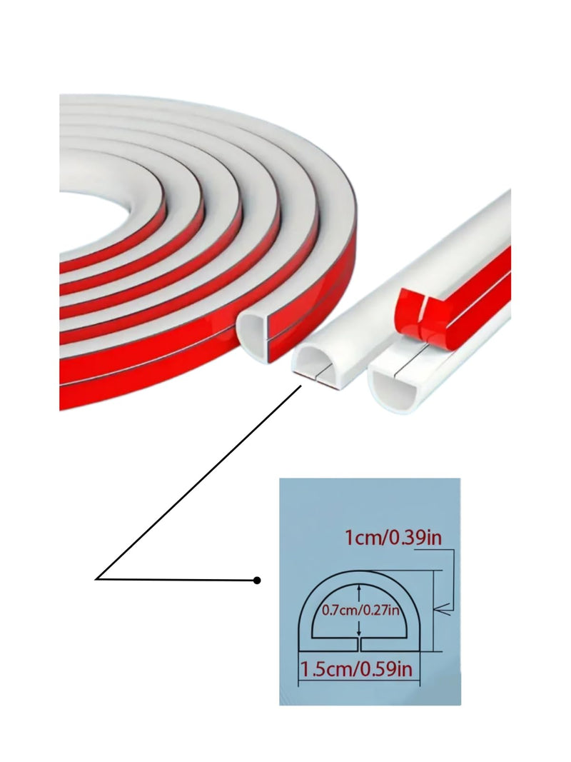 2m Soft PVC Cord Cover, Low Profile Floor Cable Channel, Cuttable Surface Mount Wire Duct for Home Office Wire Management White