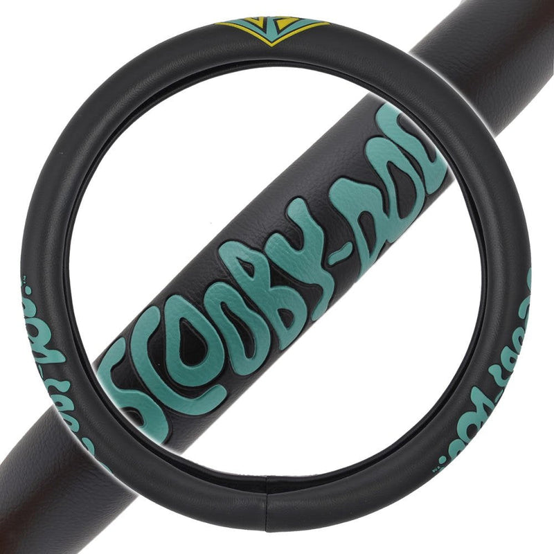 BDK Warner Brothers Scooby Doo Car Steering Wheel Cover - Non-Slip Ergonomic Grip Lining - Durable Faux Leather Steering Wheel Cover - Easy Installation 14.5-15.5 in Diameter Car Accessories (Black)