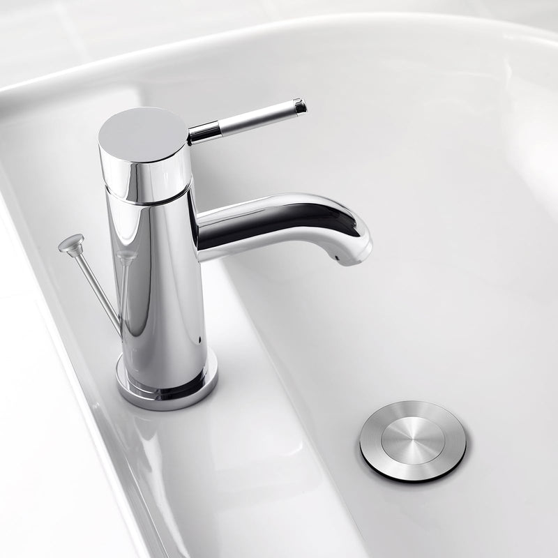 Pop-up Sink Drain Stopper with Lift Rod - Universal Bathroom Sink Drain Kit for Lavatory & Vanity Sink with Overflow, Fit Most US Drains (Brushed Nickel) Brushed Nickel