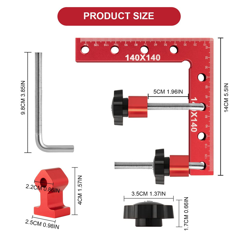 Right Angle Clamp,Aluminum Alloy 90 Degree Woodworking Corner Clamps with Positioning Square –5.5'' x 5.5'' (140x140mm)