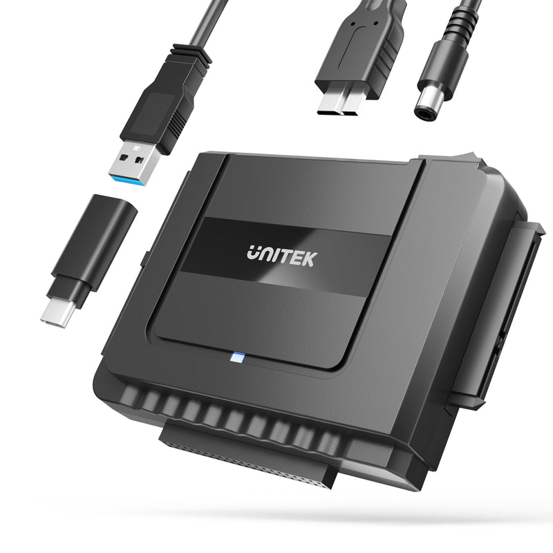 Unitek USB C to SATA IDE Adapter - External Hard Drive Adapter Converter Kit for Universal 2.5/3.5 inch HDD/SSD Hard Drive Disk, DVD-ROM/CD-ROM/CD-RW, with USB A Connector & 12V/2A Power Adapter