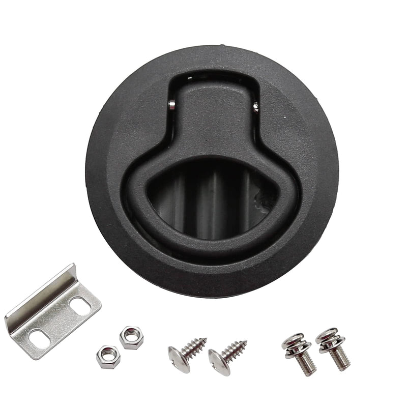 MDEOOSKY 4PCS Boat Latches, 2" Slam Latch Hatch Round Pull Marine, Boat Flush Pull Hatch, Latch Locking for Boat, Handle Round Deck Hatch, Black