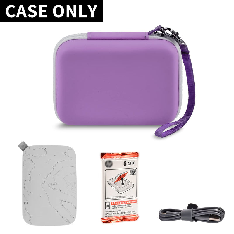 Case Compatible with HP Sprocket Portable 2x3/ Select 2.3x3.4/ 2nd Edition Printer, Travel Carrying Organizer Holder Fits for Zink Photo Paper, USB Cable and More Accessories (Box Only) - Purple