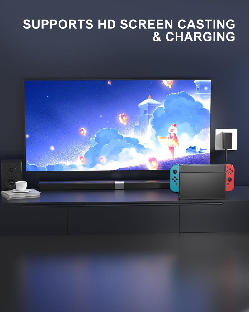 Dock Station for Switch/Switch OLED, Replacement 3-in-1 TV Dock Set with Original IC Module, AC Charger & High-Speed HDMI Cable for 1080P HD Output & Console Charging（Not Compatible with Switch 2）