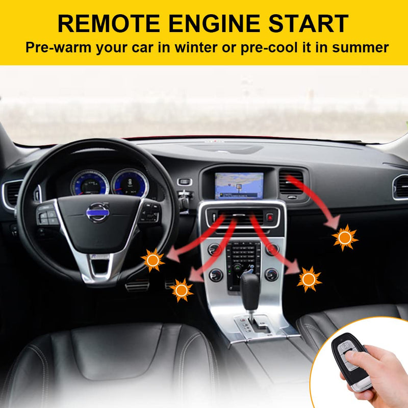 BANVIE ① Passive keyless Entry Car Alarm System + ② Remote Engine Starter + ③ Push to Start Iginition Button (Support to Connect Original Siren) without siren