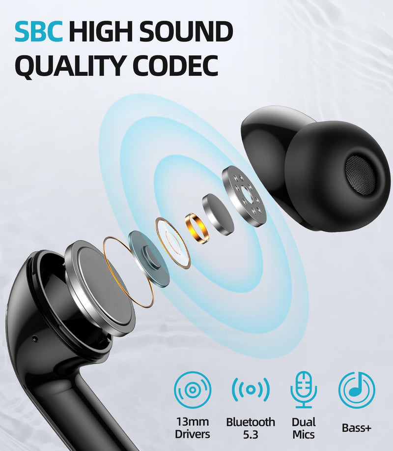 GUANDA TECHNOLOGIES CO., LTD. CD Phone Mount, Universal Phone Holder for Car + Wireless Earbuds Bluetooth 5.3 for Sport Phone Men Women