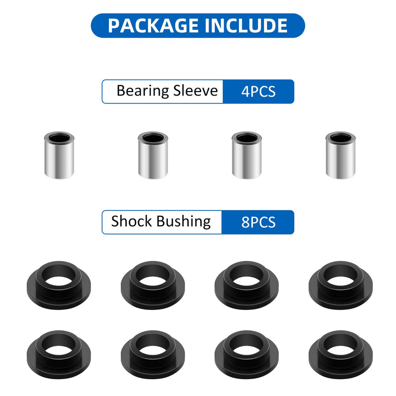 8 Pieces Shock Bushing 4 Pieces Bearing Sleeve Kits 0604-310 0403-028 for Arctic Cat 250 300 375 400 500 650 700 Bearcat 454