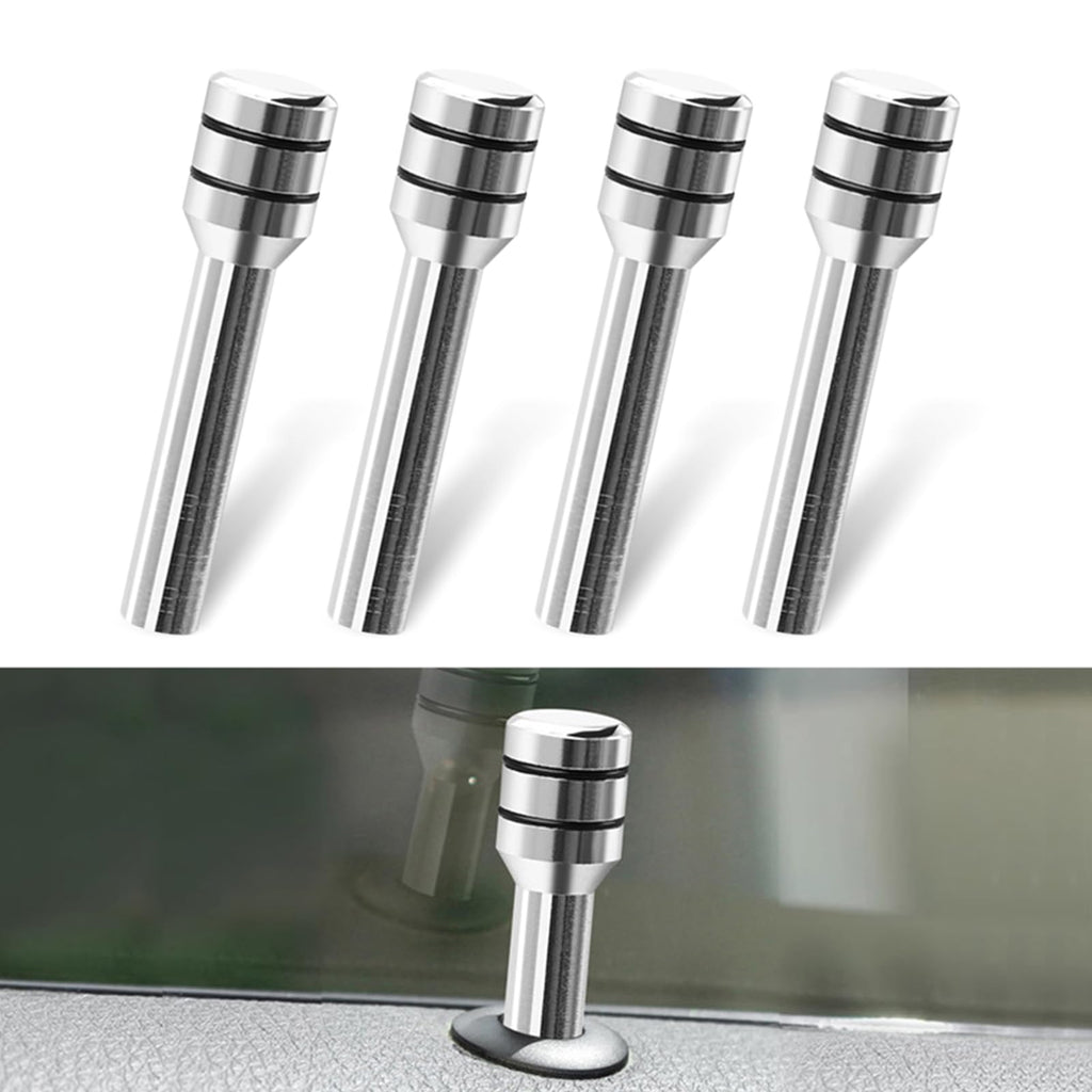 4 PCS 1.92" x 0.47" Car Door Lock Knobs, Aluminum Alloy Inner Door Lock Pull Pins, Automotive Inner Door Pull Pins Decor, Universal for Most Cars, Trucks, SUVs, RVs (Silver) 4 PCS Silver