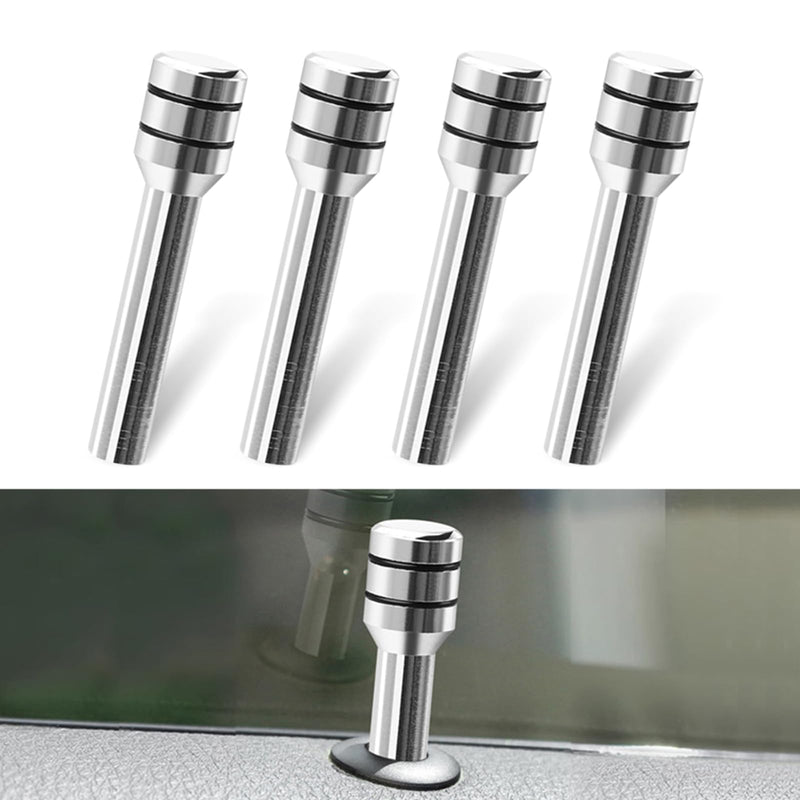 4 PCS 1.92" x 0.47" Car Door Lock Knobs, Aluminum Alloy Inner Door Lock Pull Pins, Automotive Inner Door Pull Pins Decor, Universal for Most Cars, Trucks, SUVs, RVs (Silver) 4 PCS Silver