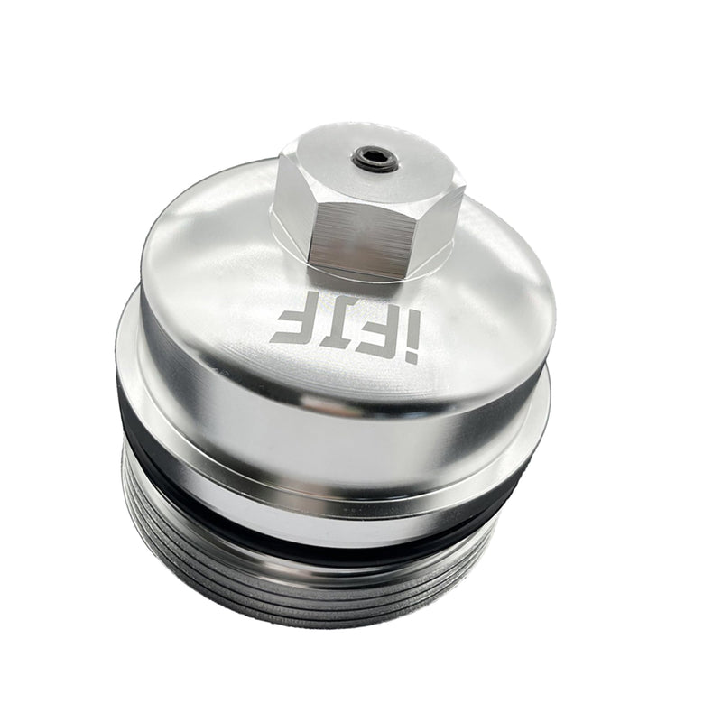 iFJF EC781 Oil Filter Cap Billet Aluminum Anodized Replacement for FL2016 2003-2007 6.0L 2008-2010 6.4L Powerstroke F250 F350 F450 F550 Super Duty 2003-2005 Excursion 1840754C91 3C3Z-6766-CA Silver Aluminum