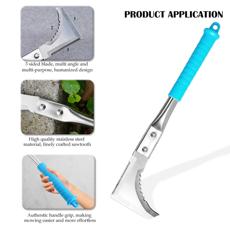 Kosoyo Crack Weeder Crack Weeding Tool Sawtooth Wave Manual Scythe Stainless Steel Gardening Tool -11.42"（2Pack） Blue