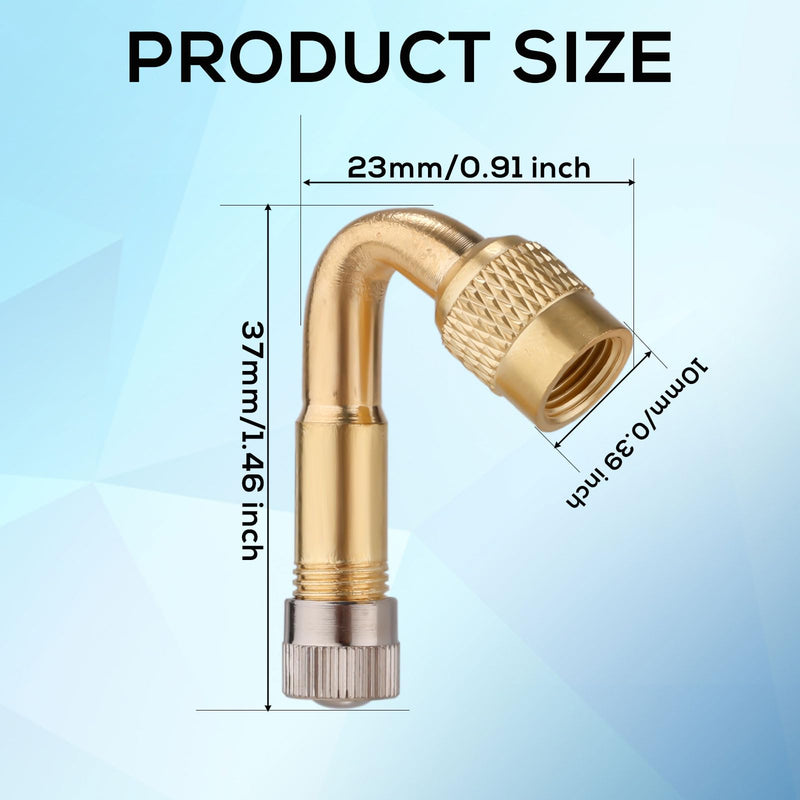 2pcs Tire Valve Extension, 45 Degree Tyre Inflator Valve Extension Adaptor Brass Tire Valve Stem Extenders Valve Stem Adapter for Cars Motorcycles Bicycles RV