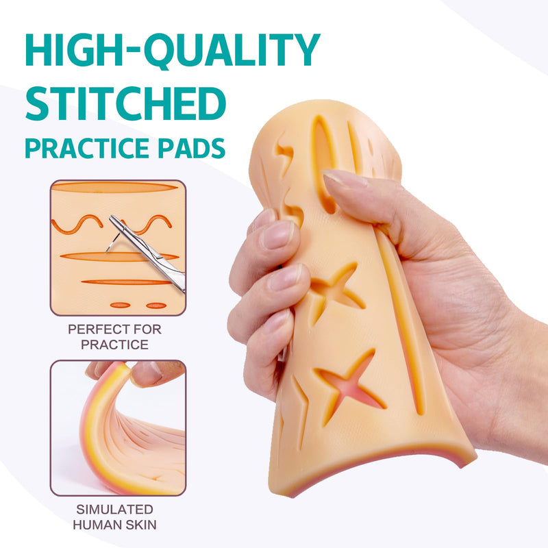 3-Piece Suture Pad, Suture Practice Pad with Various Wound Shapes, Suture Practice Kit, Suitable for Medical, Veterinary Medical Staff Training and Practice (Combination Two) Combination 2