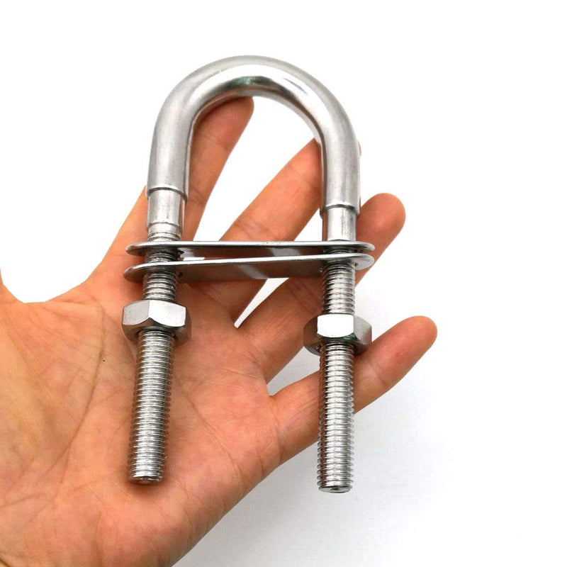 Marine U Bolt 316 Stainless Steel Boat Stern Bow Eye Tie Down U Bolt with Plate and Nuts (3/8") (Pack of 2) 3/8" (Pack of 2)