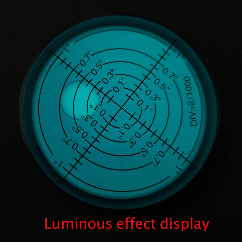 Aluminum alloy high precision horizontal bubble universal high precision small level bubble level meter circular bubble correction Convenient and quick (Silver-blue - with magnetic-luminous) Silver-blue - With Magnetic-luminous