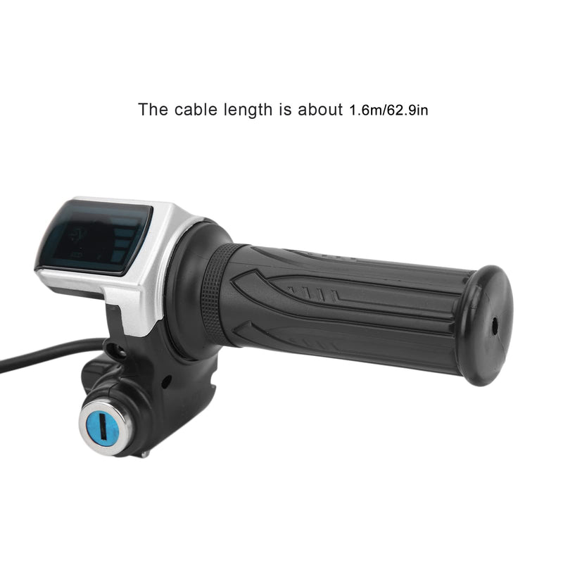 48V Half Twist Throttle, Electric Bike Throttle with LED Display Grip Lock Key Set for Ebike Motorcycle Scooter