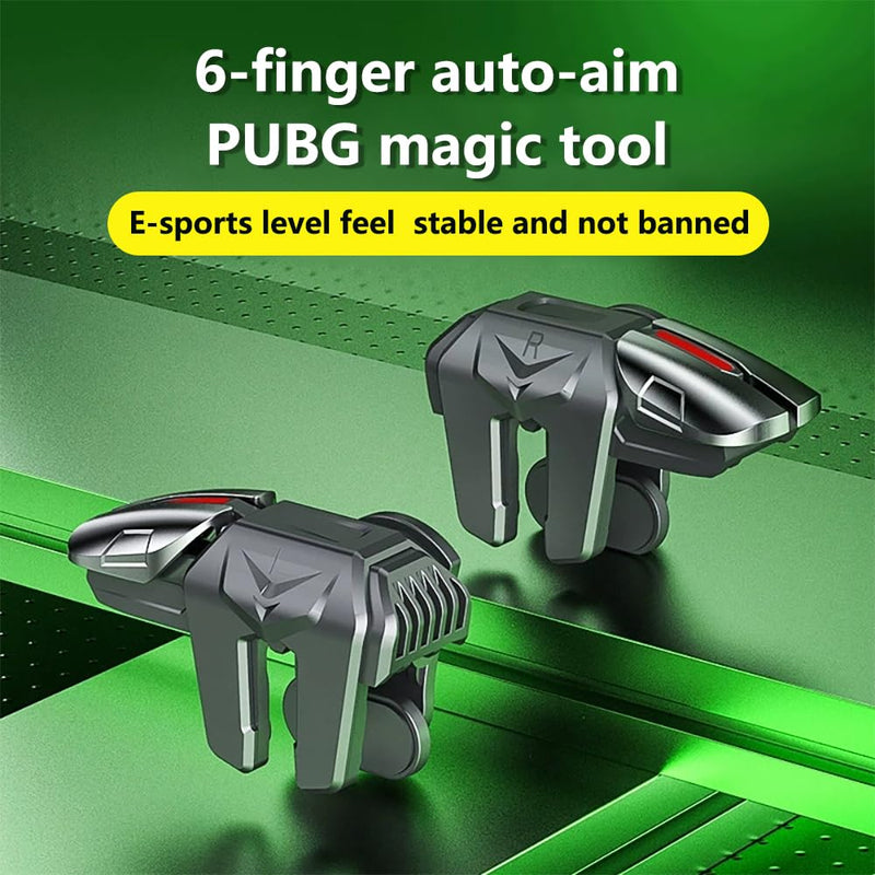 PUBG Trigger 4 Finger Mobile Gaming Controller with 20 Finger Sleeves & Storage Case PUBG Mobile Controller Aim & Fire Shooter Buttons for iPhone & Android PUBG Accessories for COD Mobile (1 Pair G21+ 20Pcs Finger Sleeve+Storage bag)