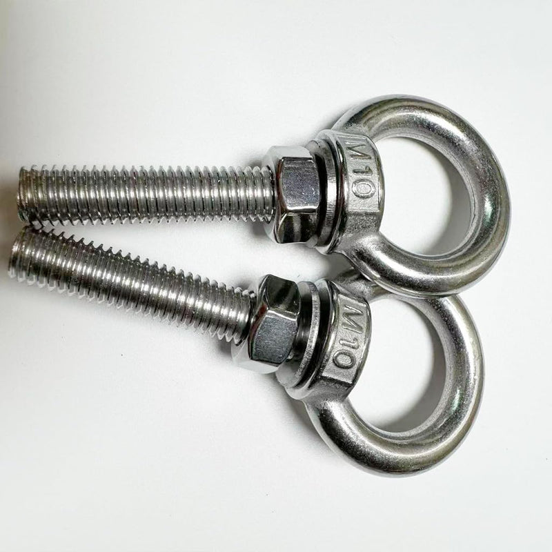Shoulder Eye Bolt, 4 PCS M10 Heavy Duty Lifting Ring 2" Threaded Eyebolt Lifting Ring Eye Bolts with Nuts and Flat Washers(Thread Length 50mm) m10x50(4pcs)