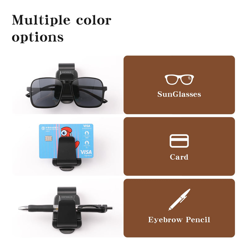 2 Pack 2 in 1 Sunglass Holder for Car Visor Clip Eyeglass Ticket Card Clip on Sunglasses Mount Interior Inside Car Sun Visor auto Trucks Van SUV Accessories Organizer(KAFANLIN Black 2 Pack) KAFANLIN black 2 pack