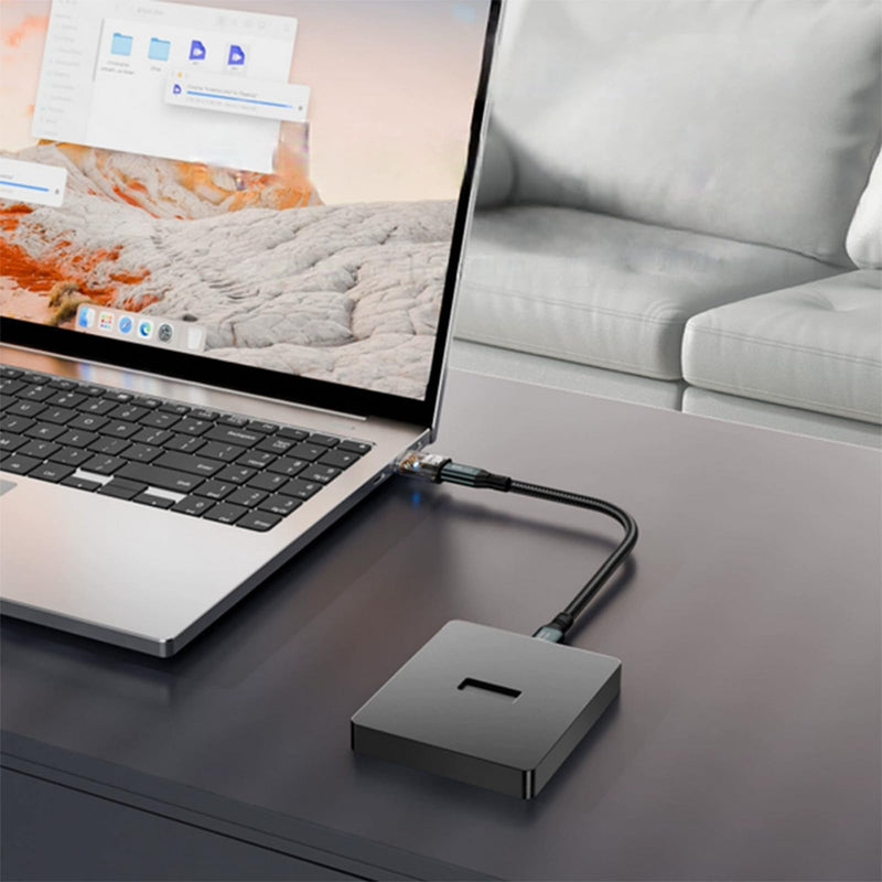 WLGQ Transparent Shell with Light USB A to USB C Adapter, 120W Power Delivery, 10Gbps Data Transfer, 3 Pack, Black