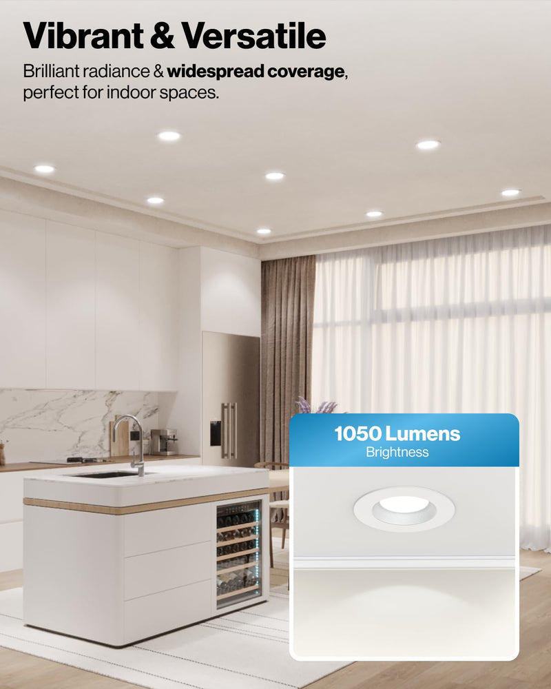 Sunco 6 Inch LED Recessed Light, Retrofit Downlight Can Lights for Ceiling, Baffle Trim, 1050 LM, 13W (75W Equivalent), 5000K Daylight, Dimmable, Damp Rated UL 4 Pack
