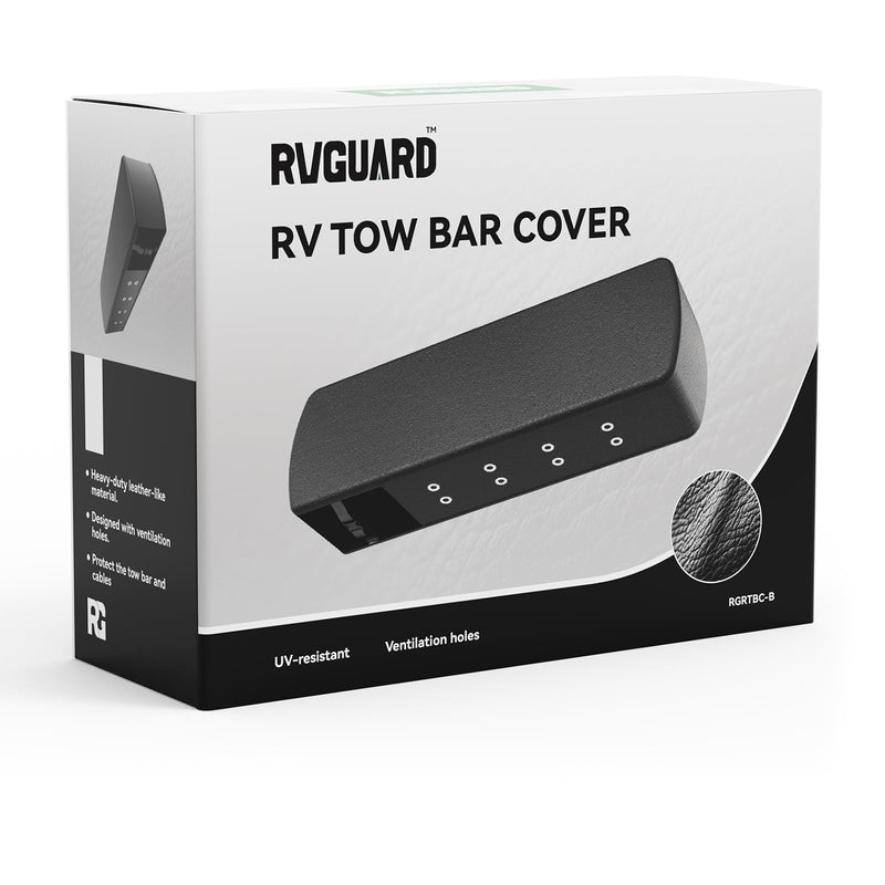 RVGUARD RV Tow Bar Cover, with Ventilation Holes, Waterproof Towing Accessories for Tow Bars, Black