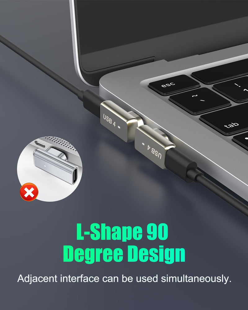 MoKo 240W USB C Magnetic Adapter, Right Angle Breakaway USB C Adapter, Flat | PD Fast Charge, USB4 40Gbps, 8K 60Hz Video, for Thunderbolt 3/4, MacBook Pro/Air/ROG Ally/Steam Deck/PS5