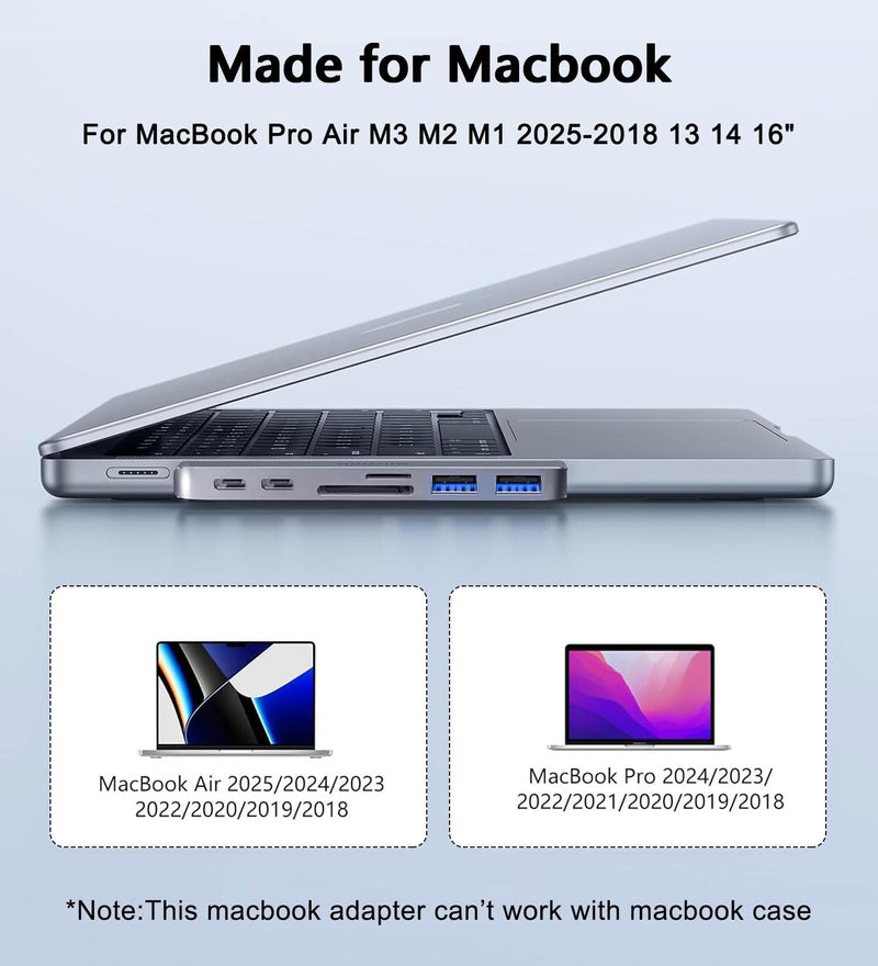 VIENON USB C Hub Adapter for MacBook, 7 in 2 Docking Station with 4K HDMI, 40Gbps Thunderbolt 3, 5Gbps USB-A &C Data Ports, SD/TF Card Reader Compatible for MacBook Pro Air M3/M2/M1 (2018-2024) 7-in-2