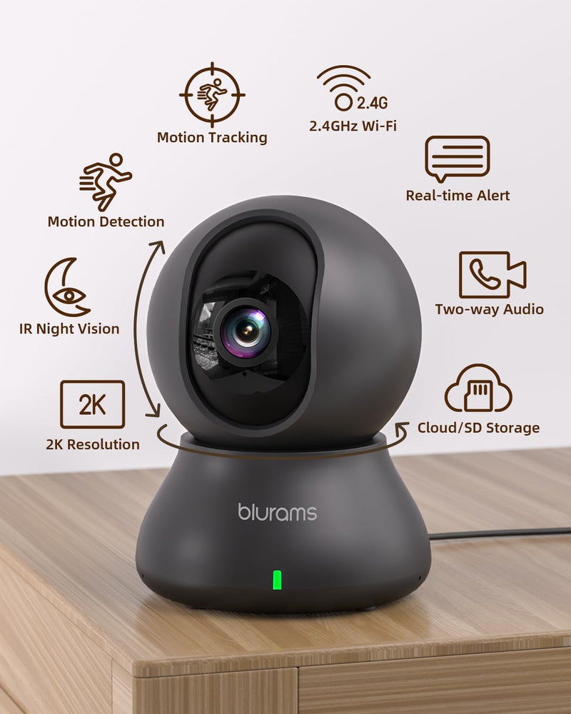 blurams Security Camera Bundle Set, 2K Indoor Camera Pet Camera for Home Security w/Motion Tracking, 2-Way Audio, IR Night Vision, Siren, Compatible with Alexa
