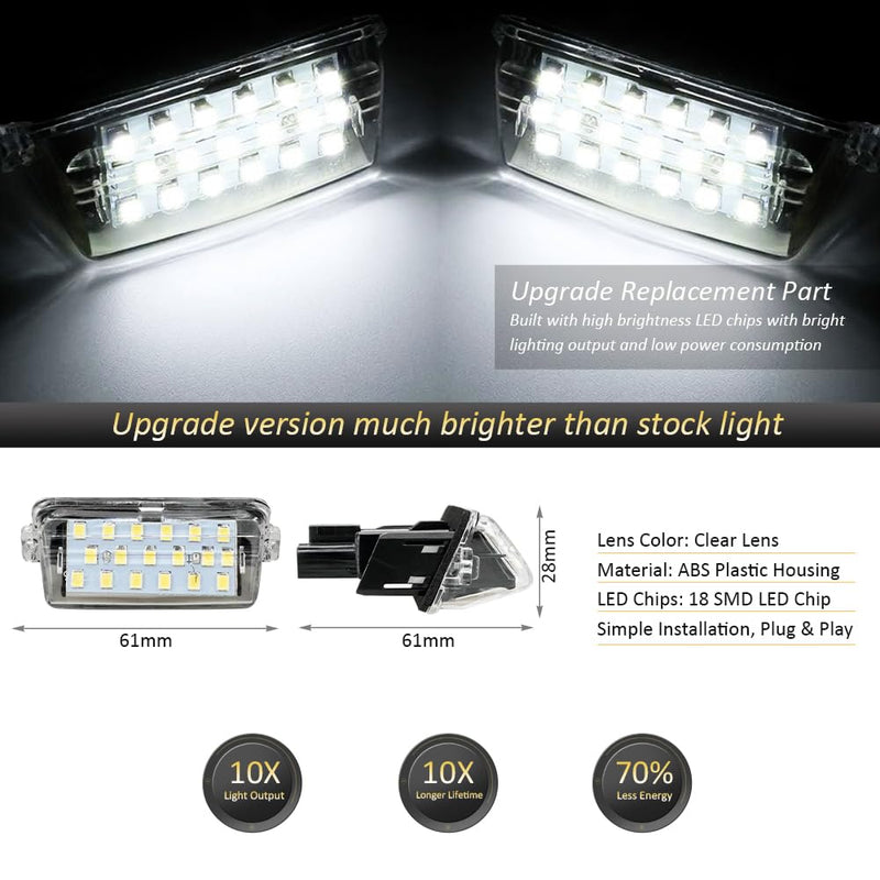 D-Lumina LED License Plate Light Tag Lamp Assembly for Toyo-ta Camry Highlander Avalon Prius C Yaris, Powered by 18-SMD Xenon White LED Tag Lights, Pack of 2 Toyota Camry/Highlander
