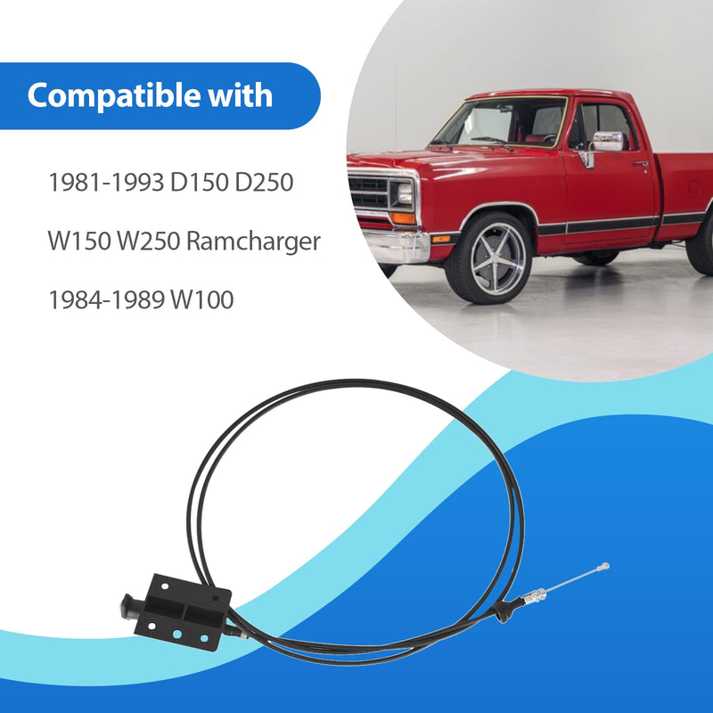 Hood Release Cable Fits for 1981-1993 D150 D250 W150 W250 Ramcharger 1984-1989 W100 55024942 4168969
