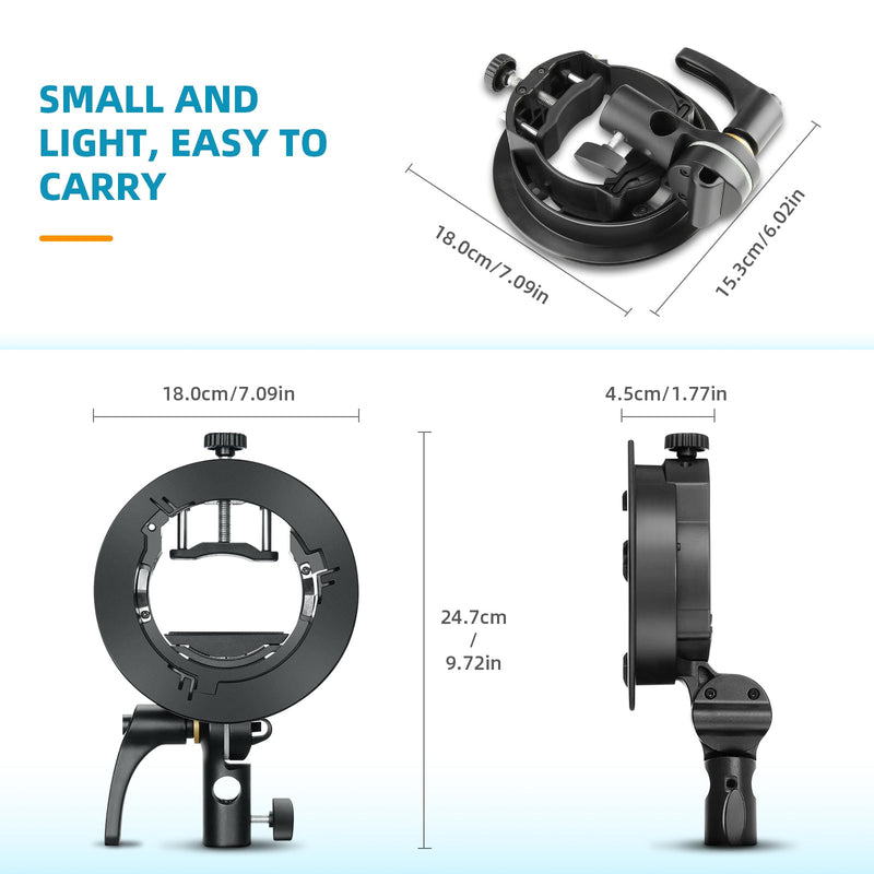 Godox S2 Speedlite Bracket: Bowen Mount Flash Holder Bracket for Godox V350/V850/V860, TT360/TT600/TT685, V1/V1 Pro Flash and AD200pro/AD300pro/AD400pro Outdoor Strobe Flash