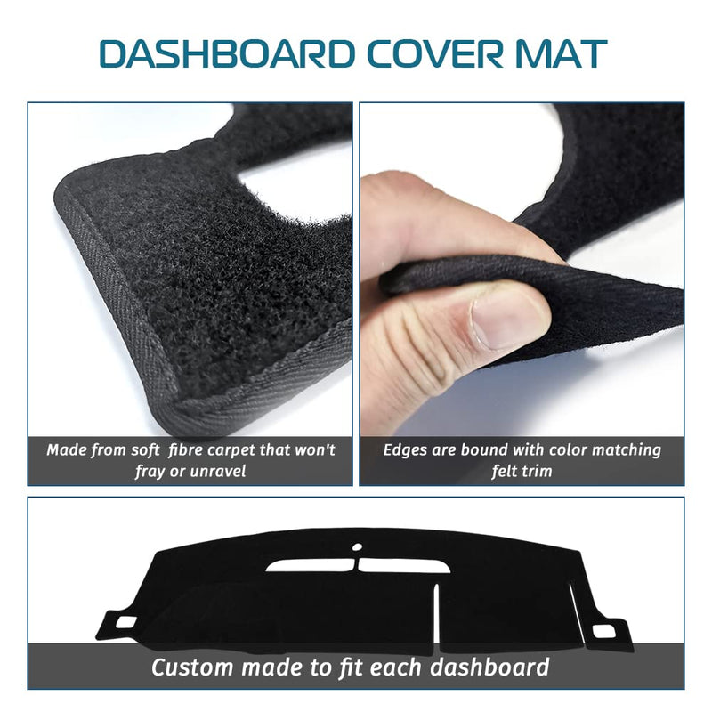 KEDAKEJI Black Dash Cover Fit Compatible with 2007-2014 Chevy Tahoe, Avalanche, Suburban, GMC Yukon/Yukon XL, Sierra & Silverado LTZ, Dashboard Cover Carpet 2007-2014 Chevy and GMC