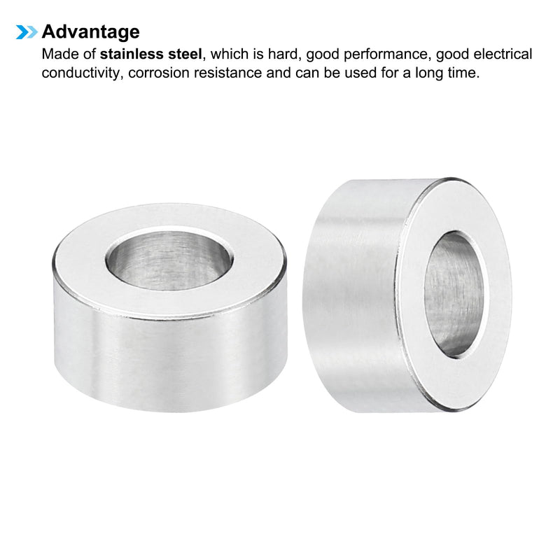 PATIKIL M8 Stainless Steel Spacers, 10Pcs Metal Spacer Stainless Steel 8.2mm ID x 16mm OD x 8mm L Stainless Steel Spacer Screw Standoff for 5/16" or M8 Screw