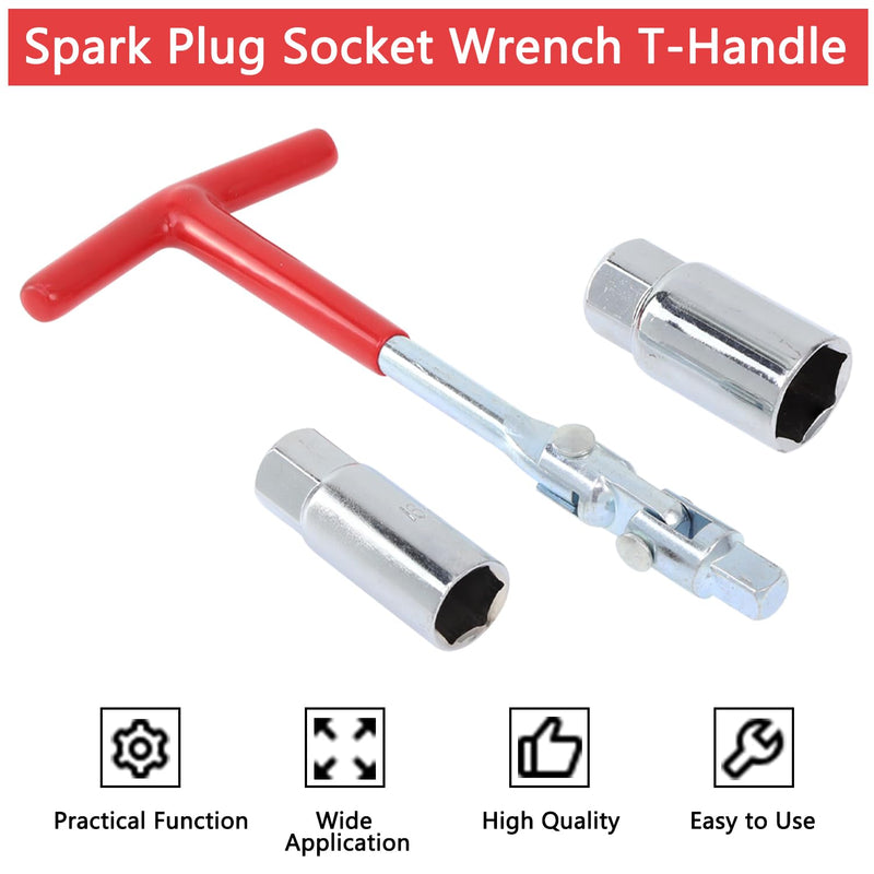 Spark Plug Socket Wrench T-Handle 5/8 Inch (16 mm) and 13/16 Inch (21 mm) Spark Plug Socket Wrench Remover Installer Tool for Motorcycles, Lawn mowers and Small Motor Vehicles, etc
