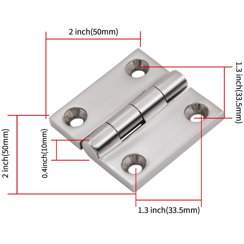 316 Stainless Steel Hinges Marine Grade 2" x 2" Heavy Duty Boat Hatch Hinge (50 mm X 50 mm) 4 Pack Casting Cabinet Door Hinge with Screws 2" x 2" 4 Pack
