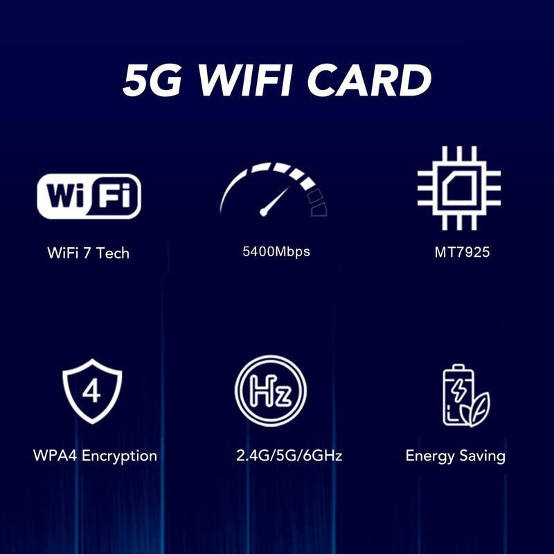 WiFi7 Card MT7925 PCIe Network Adapter, Bluetooth 5.3 5400Mbps Tri Band 2.4G 5G 6G Network Card, PCIEx1 WL Network Card Adapter for Linux, for OpenWrt, Support MU MIMO