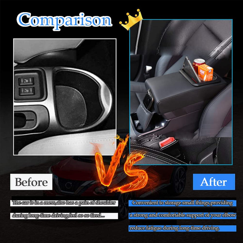 Car Center Console Pad with Front Storage Pocket for Phone,PU Leather Armrest Cushion with Cup Holder,Elbow Rest Pillow,Universal Car Armrest Seat Box Cover Protector for Most Vehicles Beige