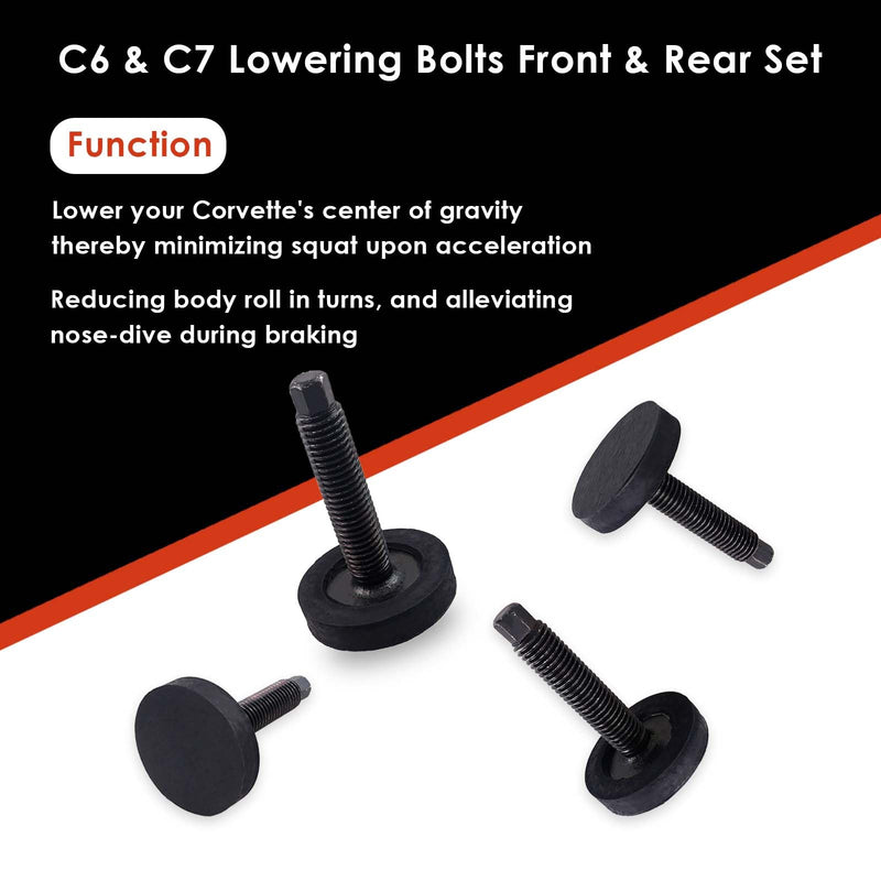 C6 & C7 Lowering Bolts Front & Rear Set - Performance Suspension Upgrade for 2005-2007 Corvette
